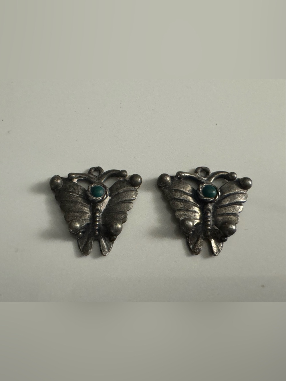 Vintage Sancrest Silver tone Butterly Pendants w/Faux Turquoise Accents
